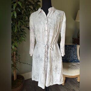 MALVIN HAMBURG GERMANY FLORAL 100% LINEN SHIRT DRESS PRAIRIE COTTAGECORE Size M